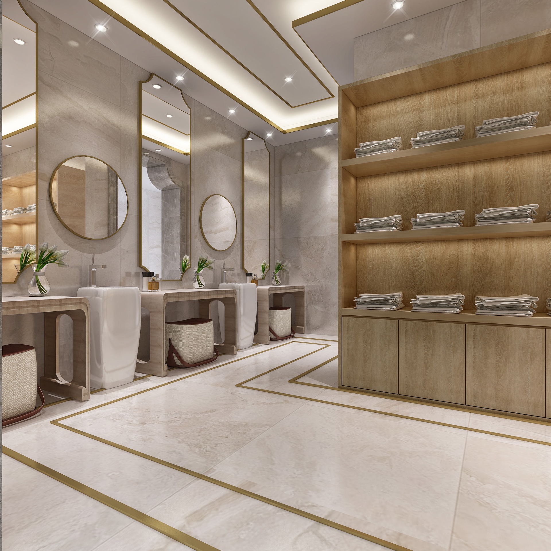 Media 1 for listing Elegant Asian Spa Locker Room | Vanity & Wash Area