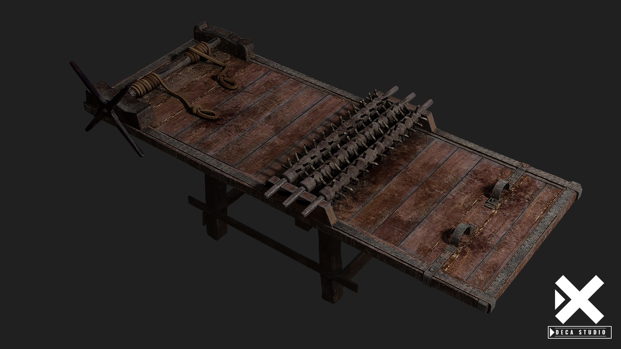 Media 1 for listing Medieval Torture Rack — Iron Spike Roller | Historical Dungeon Prop