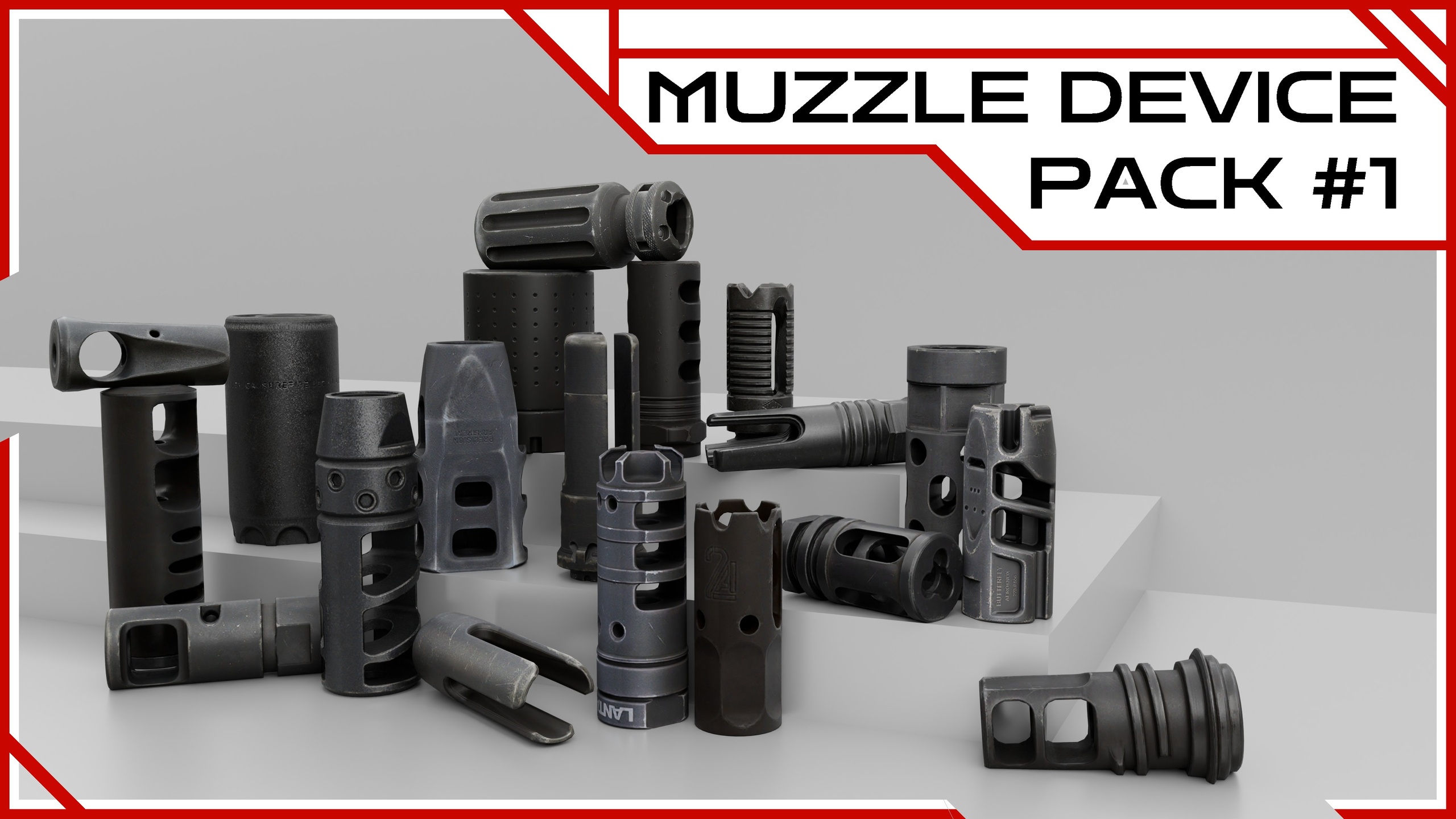 Media 1 for listing Muzzle Device Pack (x19) | Brakes & Flash Hiders | Modular FPS