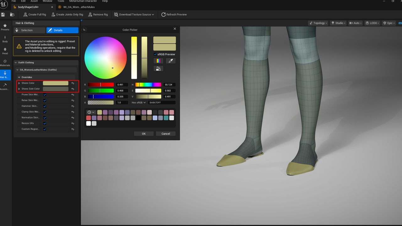 Media 1 for listing Pointed-toe Flat Mules - Metahuman Shoes - Parametric PBR Footwear