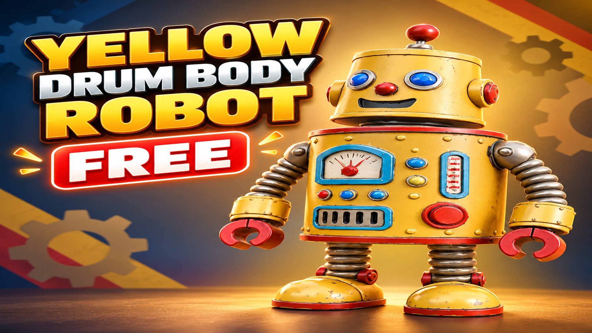 Yellow Drum Body Robot - Free | Fab