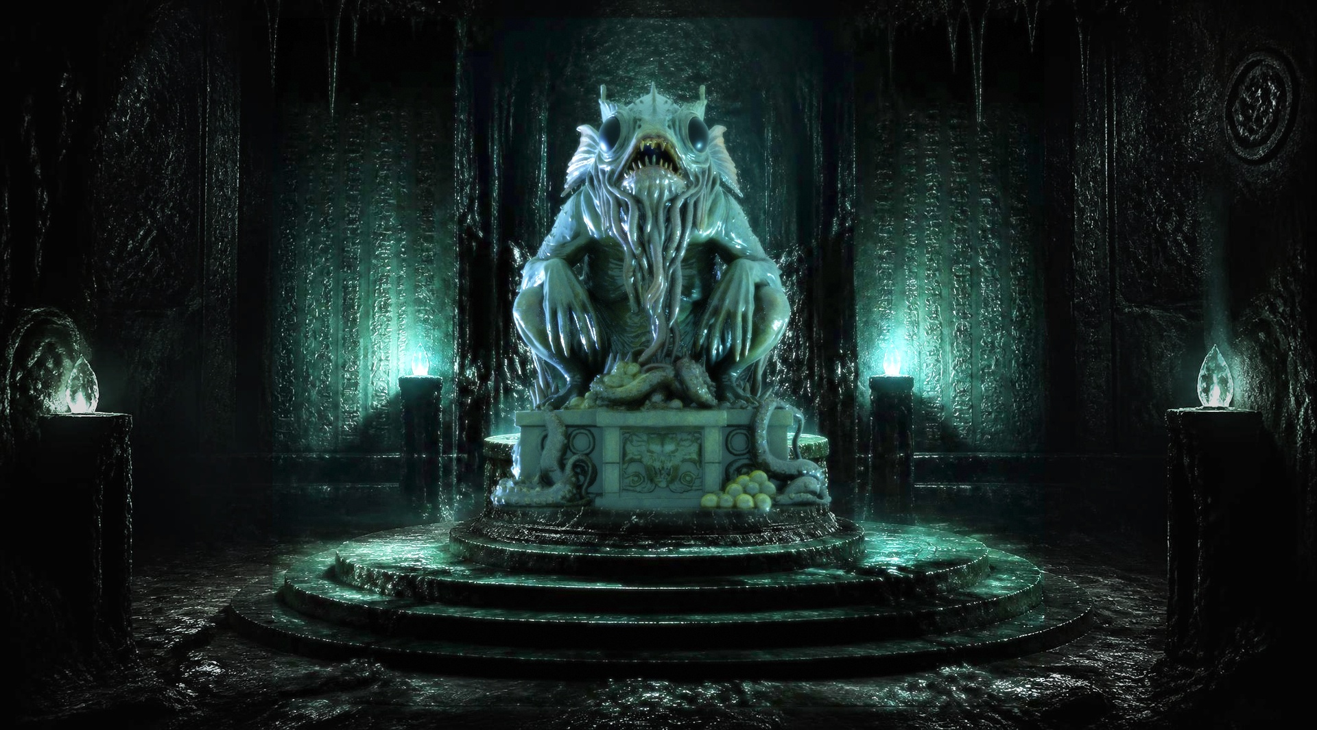 Media 1 for listing Father Dagon Temple Idol Cosmic Horror Statue 3D Model