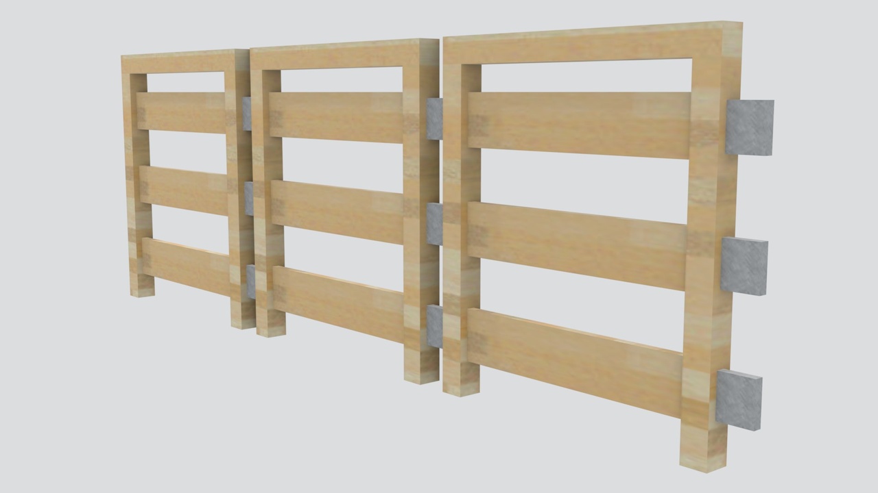 Media 1 for listing Modular Slatted Wood Fence Panels with Concrete Weight Blocks 3D Model