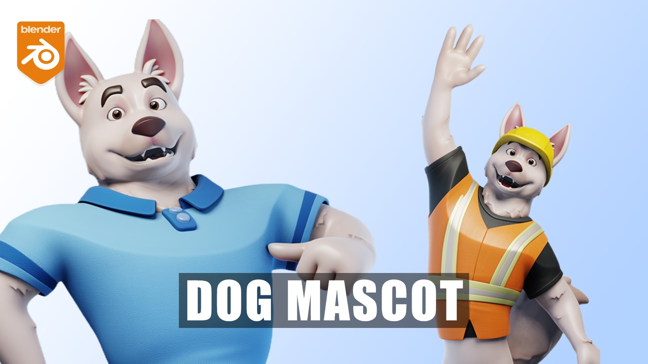 Media 1 for listing Cartoon Mascot Dog Rigged 3D Model