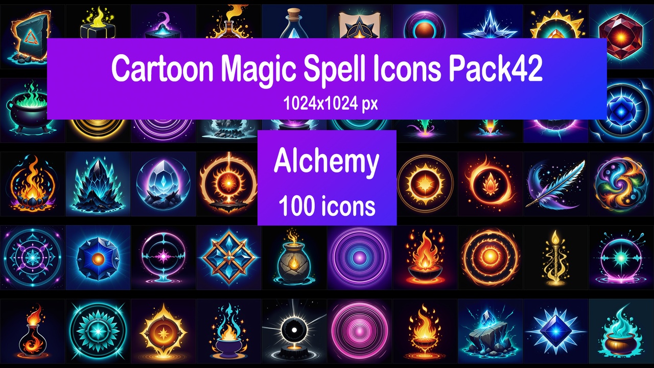 Media 1 for listing Cartoon Magic Spell Icons Pack42 - Alchemy