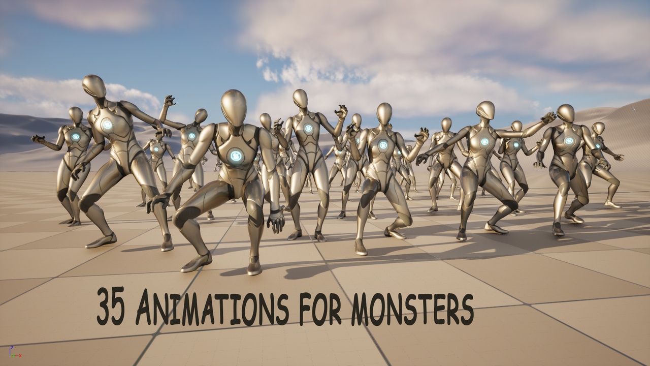 Media 1 for listing Animations for Monsters ( UE5.3, 35 pcs )