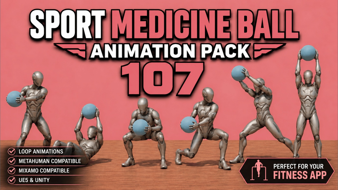 Media 1 for listing Sport Gym Fitness Workout animations Medicine Ball