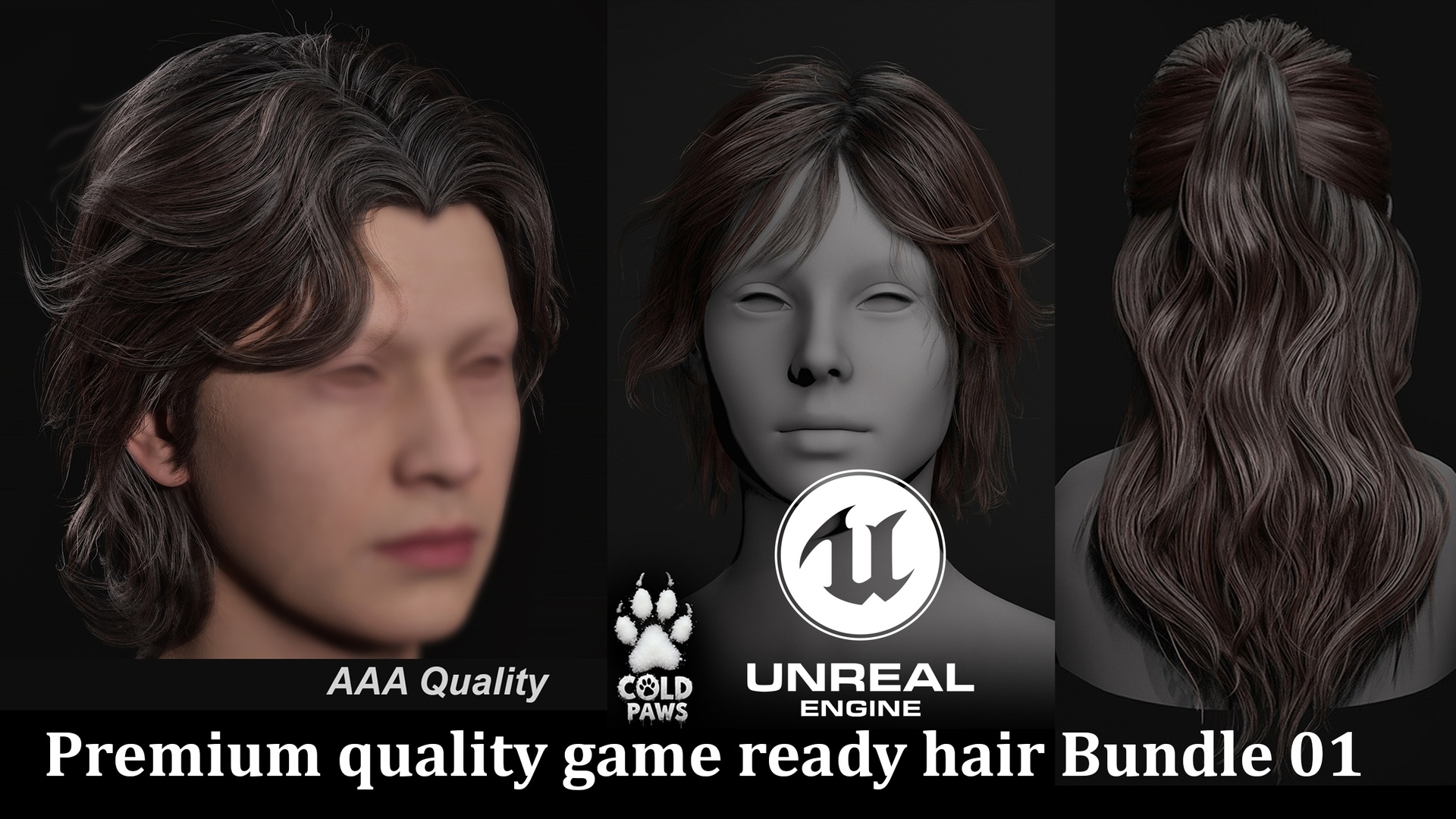 Media 1 for listing 3 Premium AAA Game Ready Realtime Male and Female Hairstyles - Bundle 01