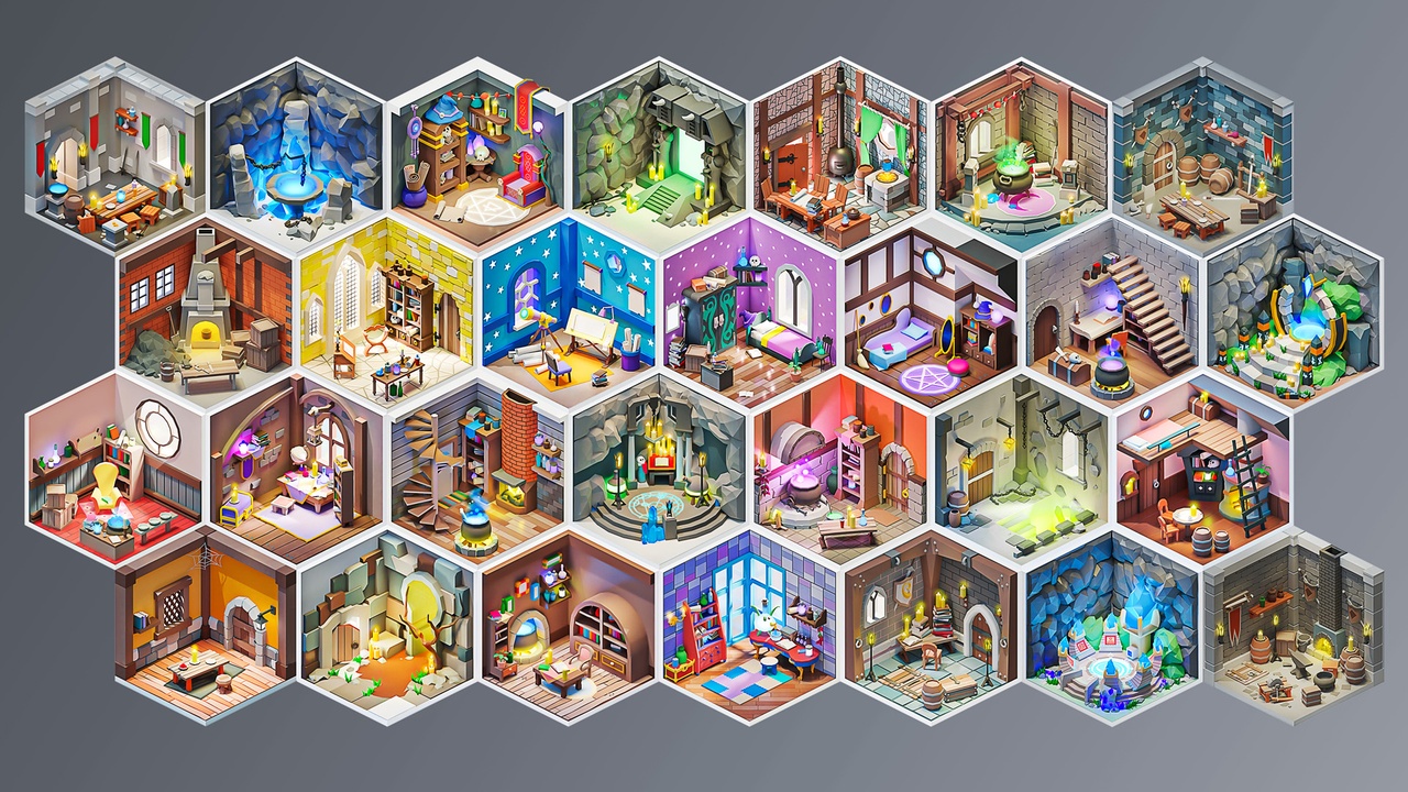 Media 1 for listing Magic Rooms - Low Poly 3D Models Pack
