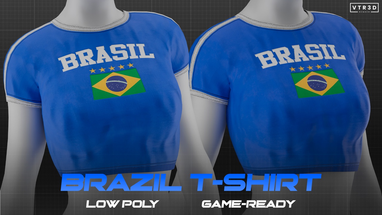 Media 1 for listing Brazil T Shirt Low Poly Female Game Ready 4K PBR