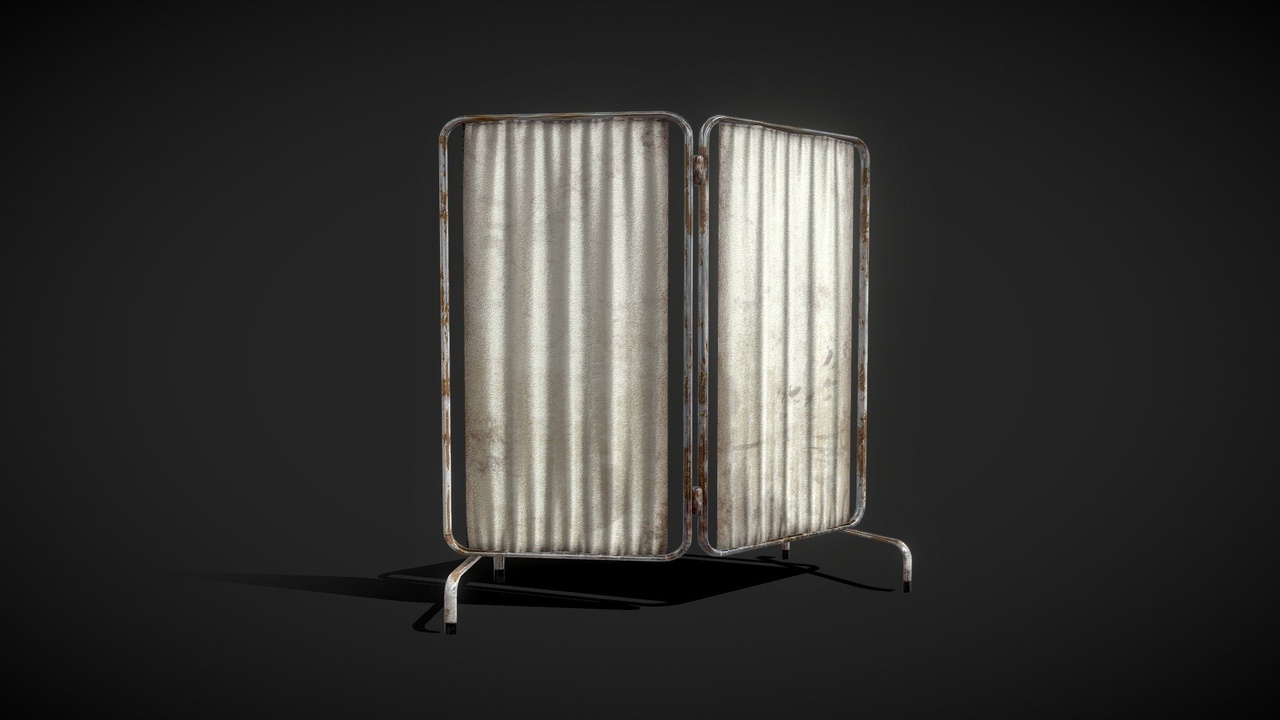 Media 1 for listing Rusty Old Medical Paravan - Low Poly 3D Model for Hospitals, Horror games