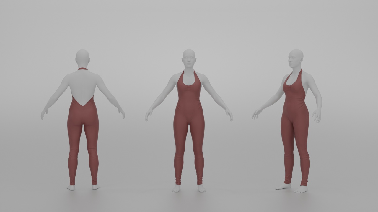 Media 1 for listing Halter Backless Jumpsuit for MetaHuman — 4 Sizes + Blender File
