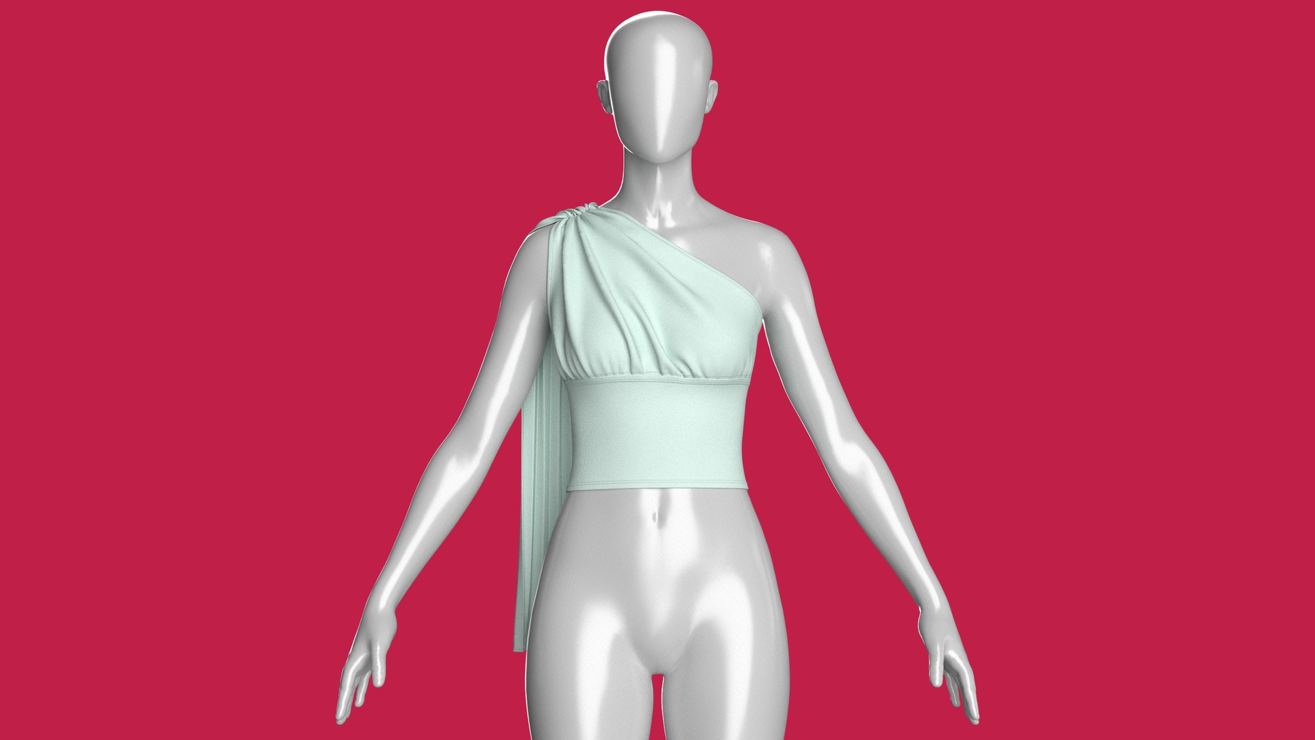 Media 1 for listing Girls One - Shoulder Draped Cropped Top | High Poly