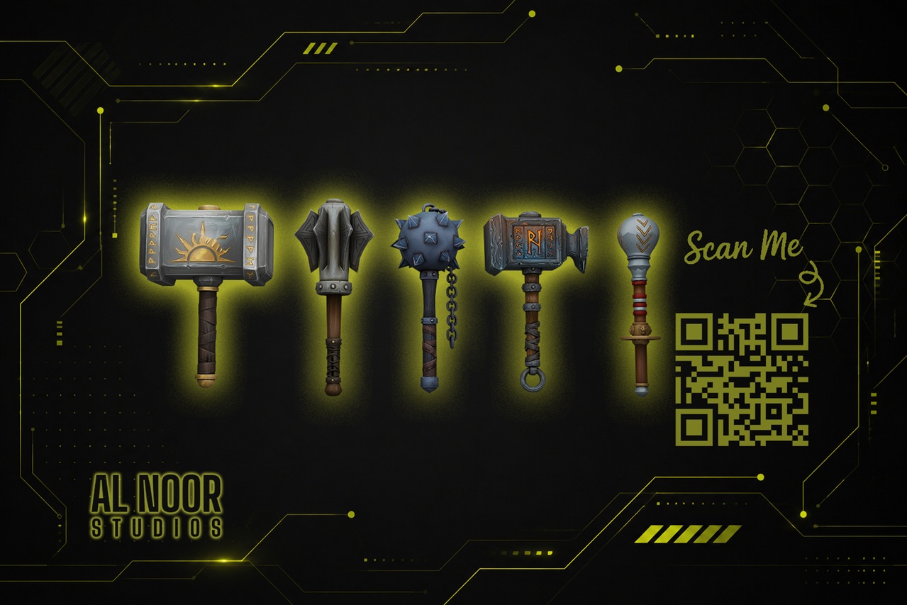 Media 1 for listing Fantasy Hammers & Maces Pack - Stylized Medieval Weapon Collection