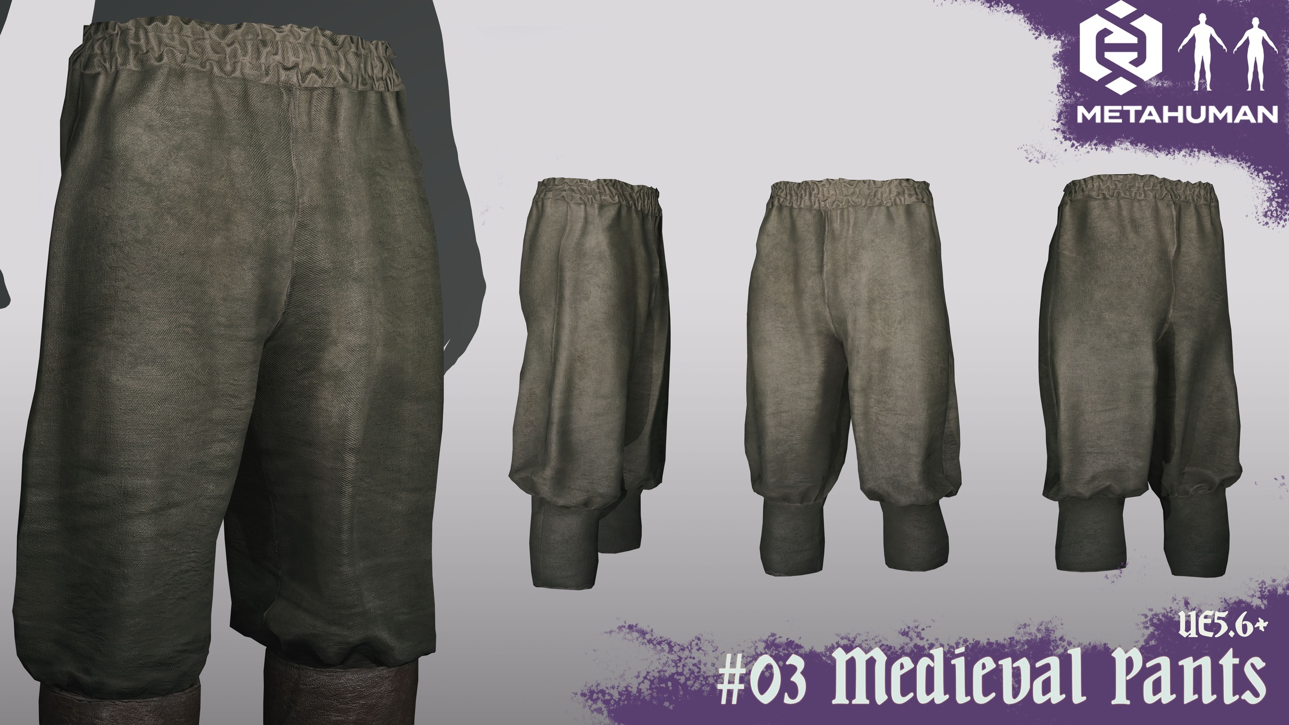 Media 1 for listing 03_Medieval Pants - Resizable Outfit Metahuman