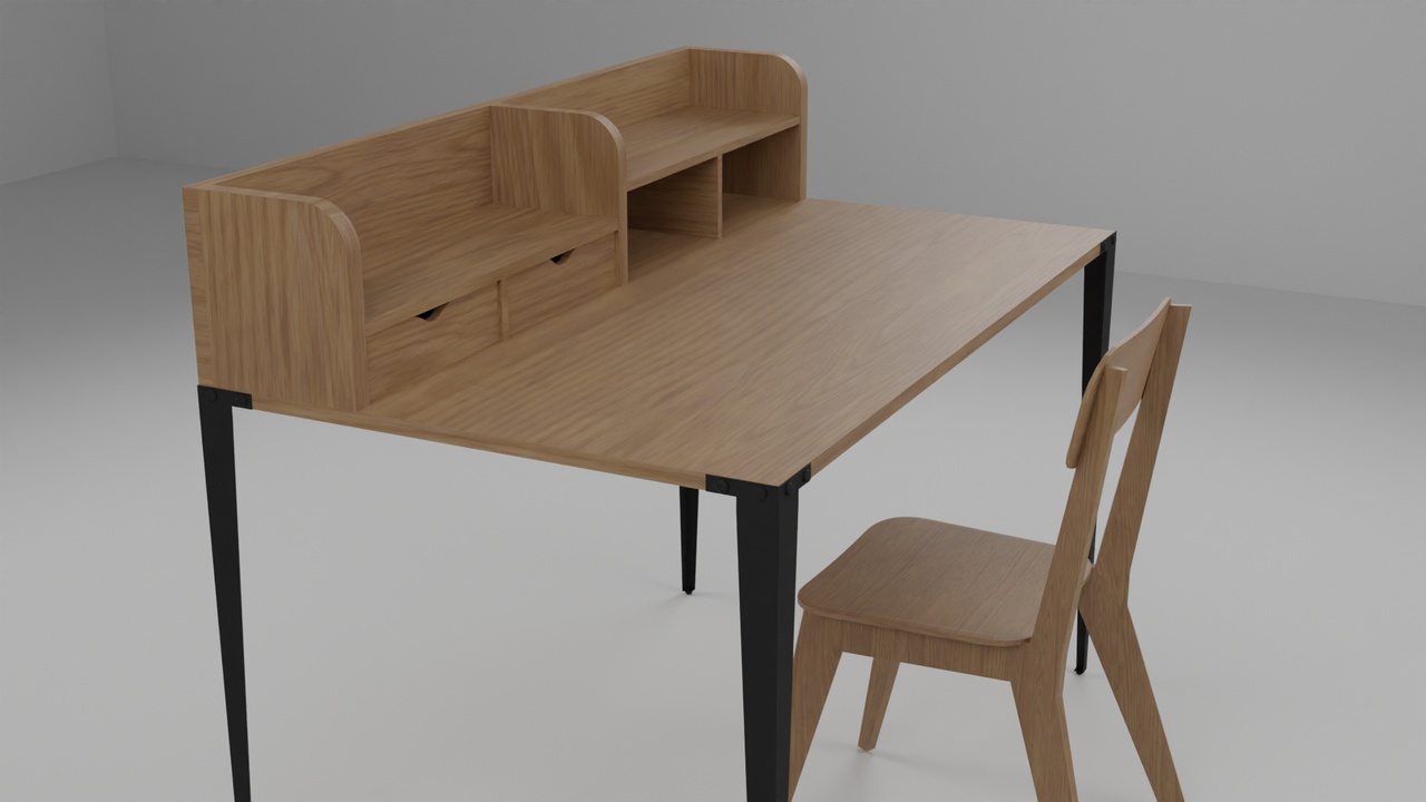 Media 1 for listing Wooden Desk And Chair 3D Model