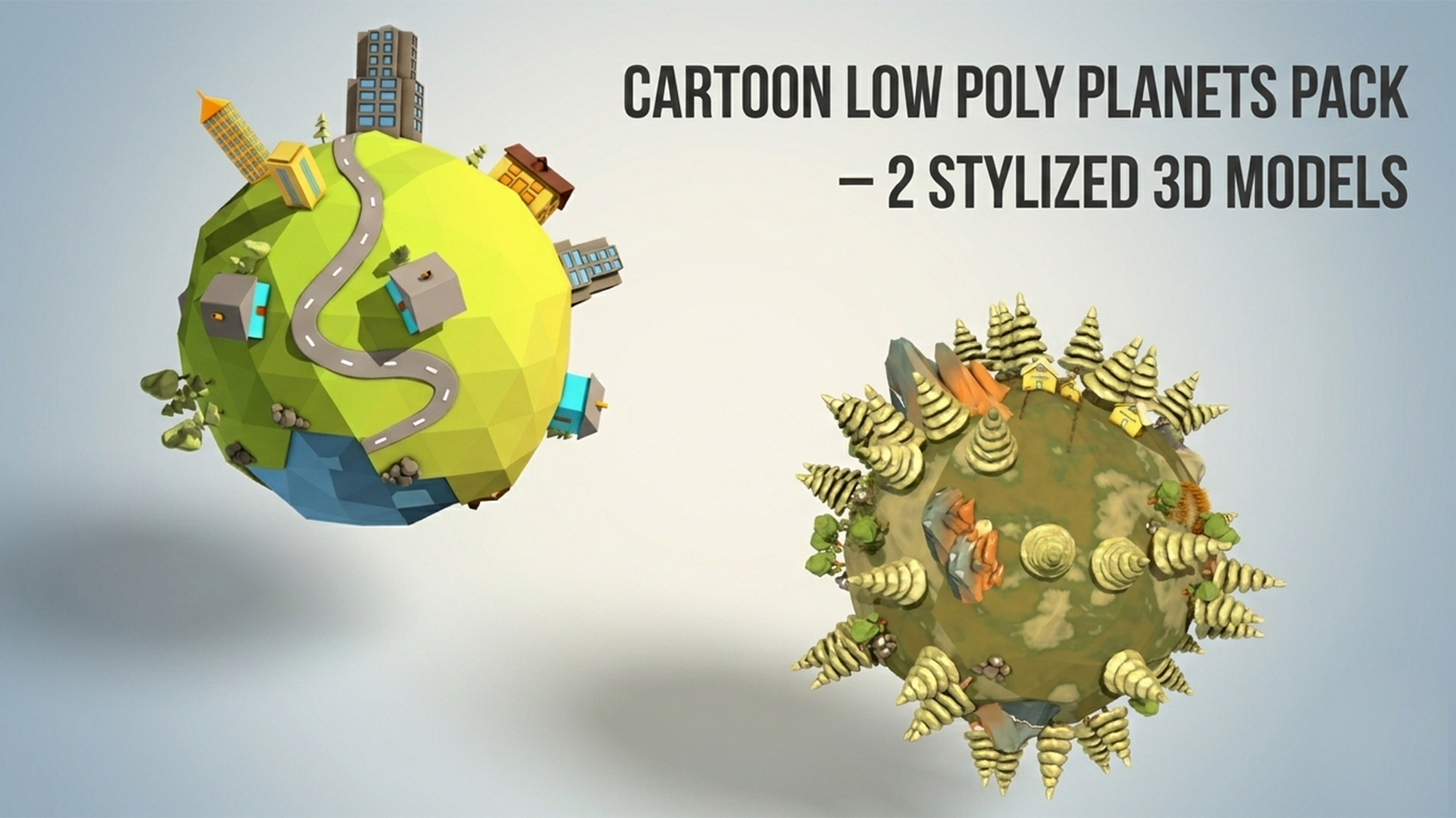 Cartoon Low Poly Planets Pack – 2 Stylized 3D Models | Fab