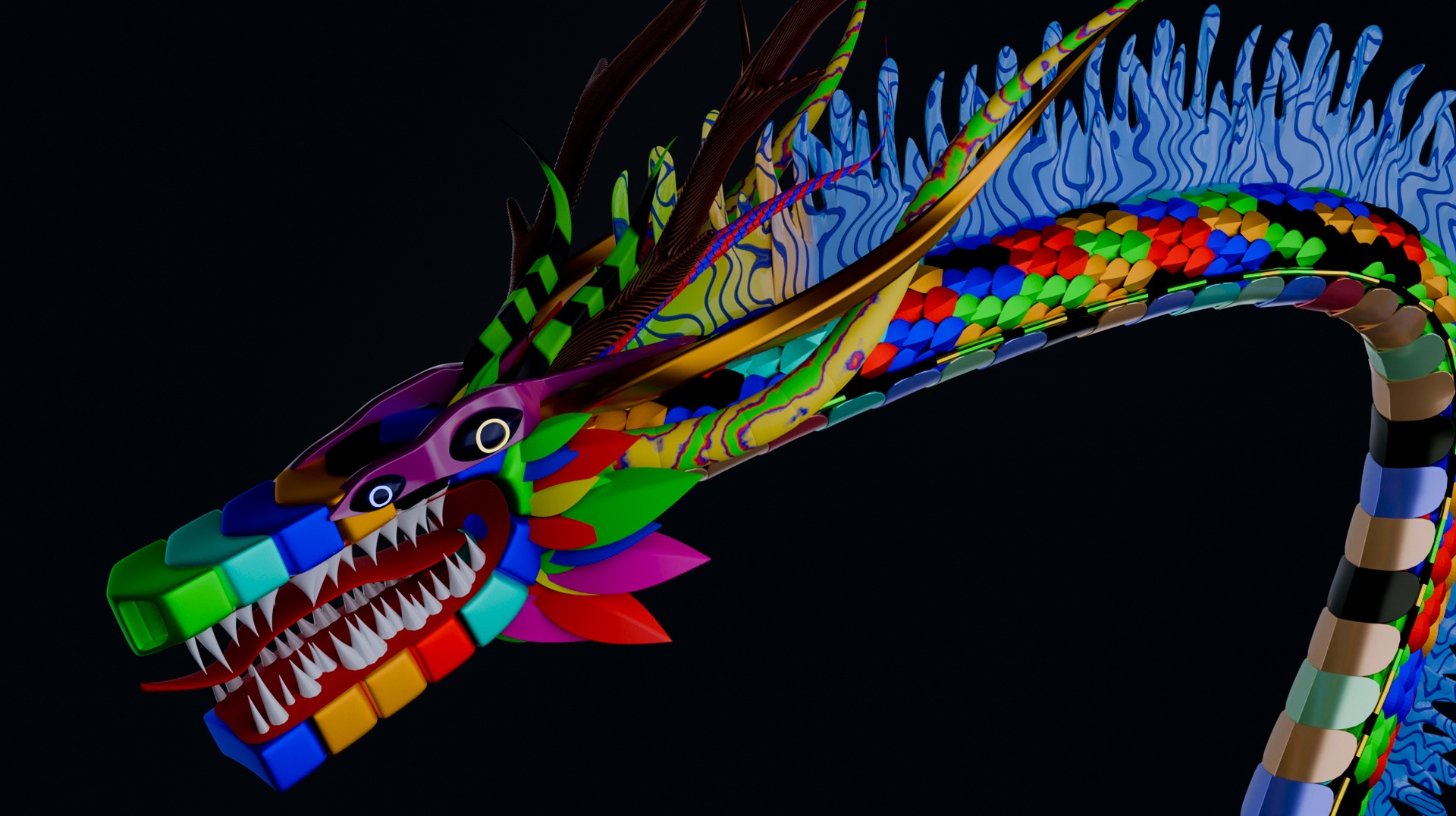 Media 1 for listing Stylized Rainbow Dragon 3D Model