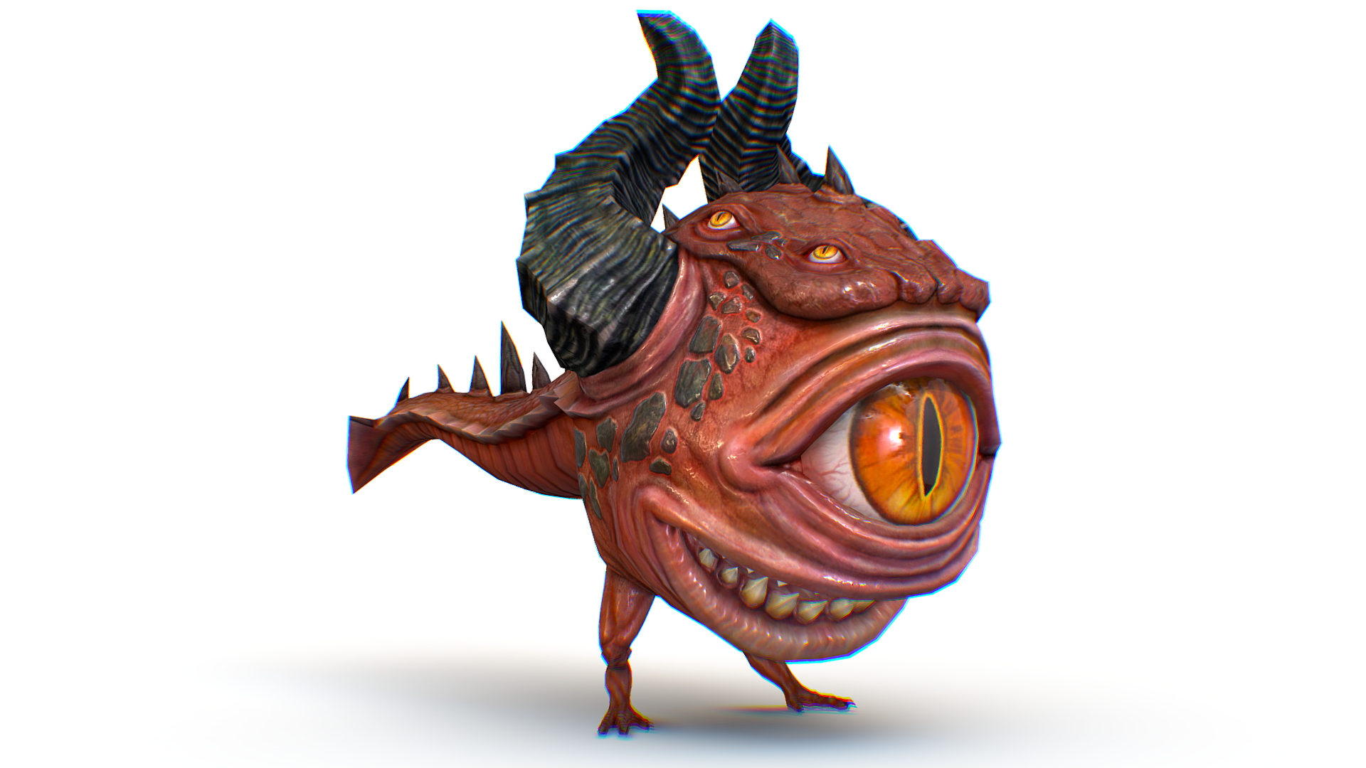 Watcher Monster One Big Eye Creature Character Mutant Horns Lizard Claw ...