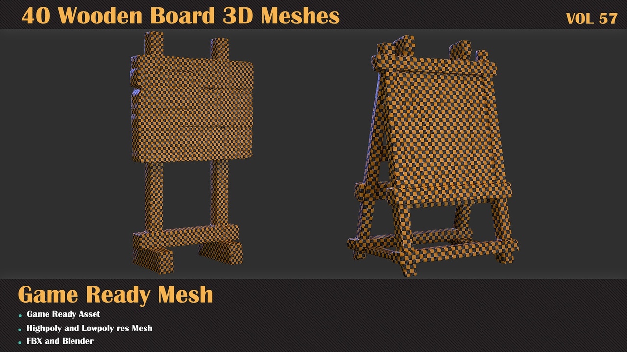 Medios 1 para el artículo 40 Wooden Board 3D Meshes – VOL 57