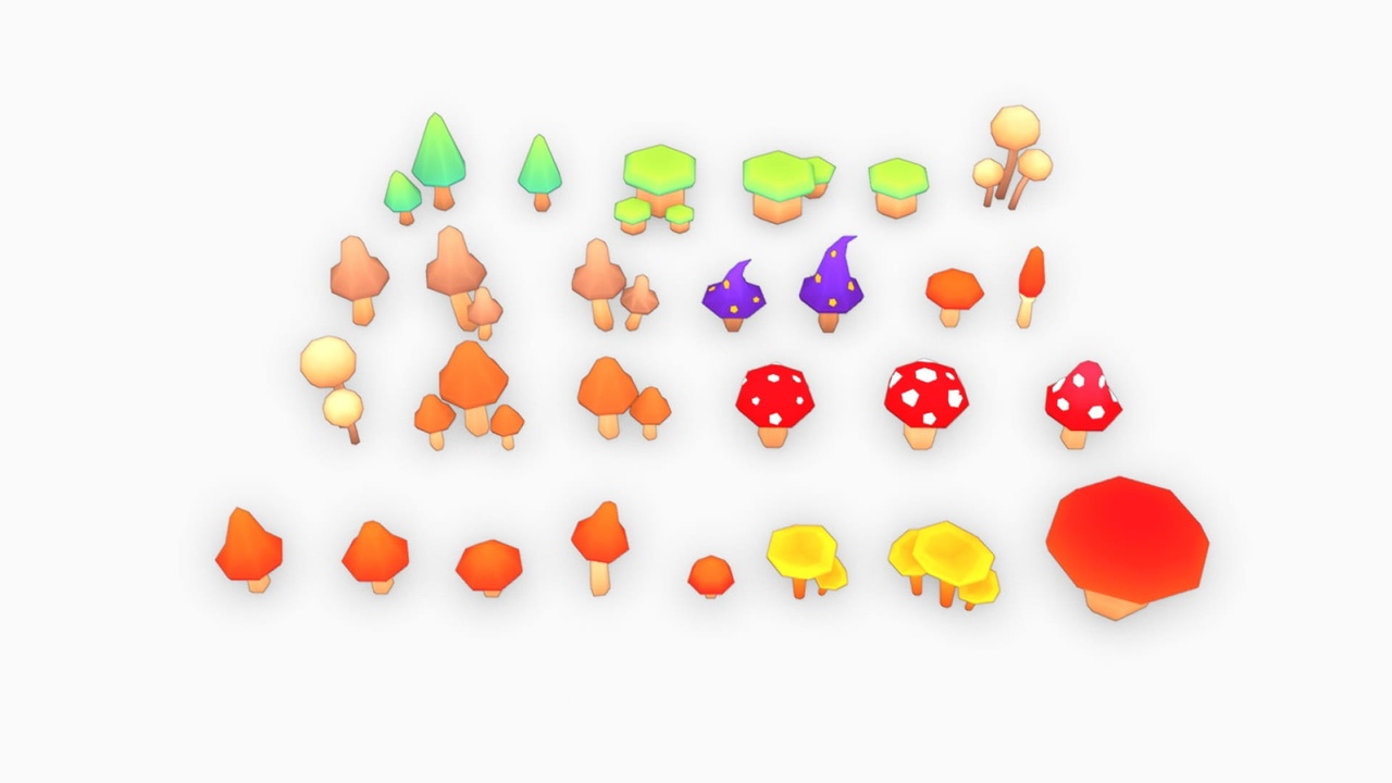 Media 1 for listing Low Poly Mushrooms