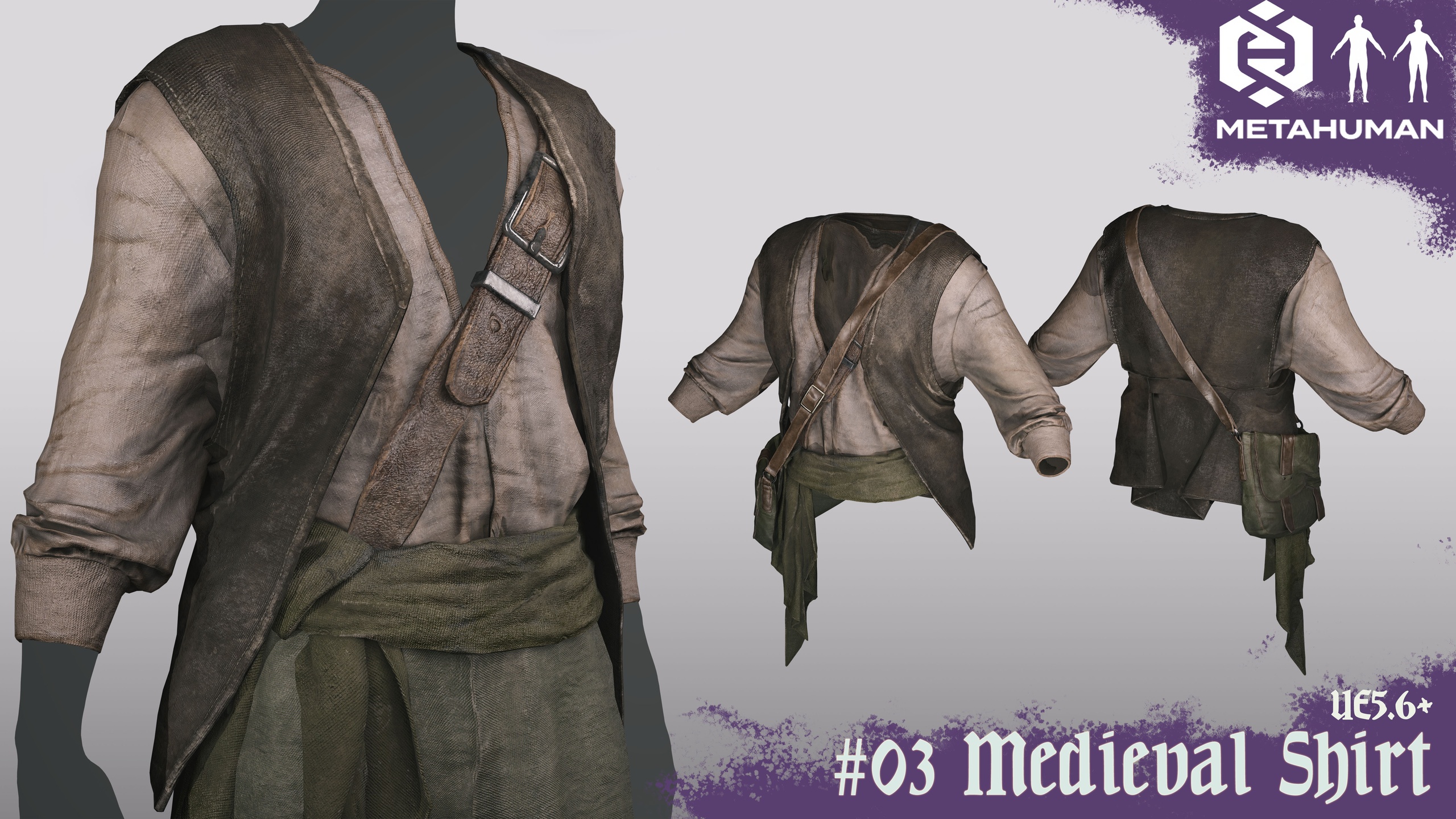 Media 1 for listing 03_Medieval Shirt - Resizable Outfit Metahuman