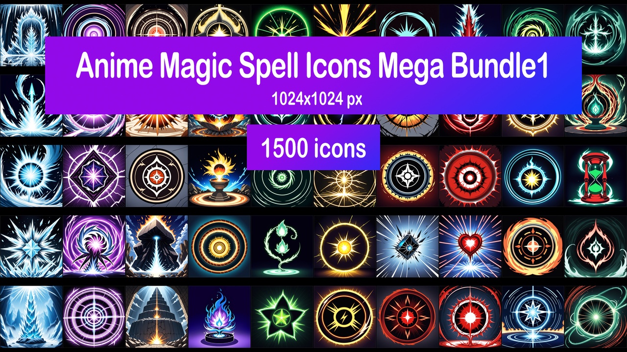 Media 1 for listing Anime Magic Spell Icons Mega Bundle1
