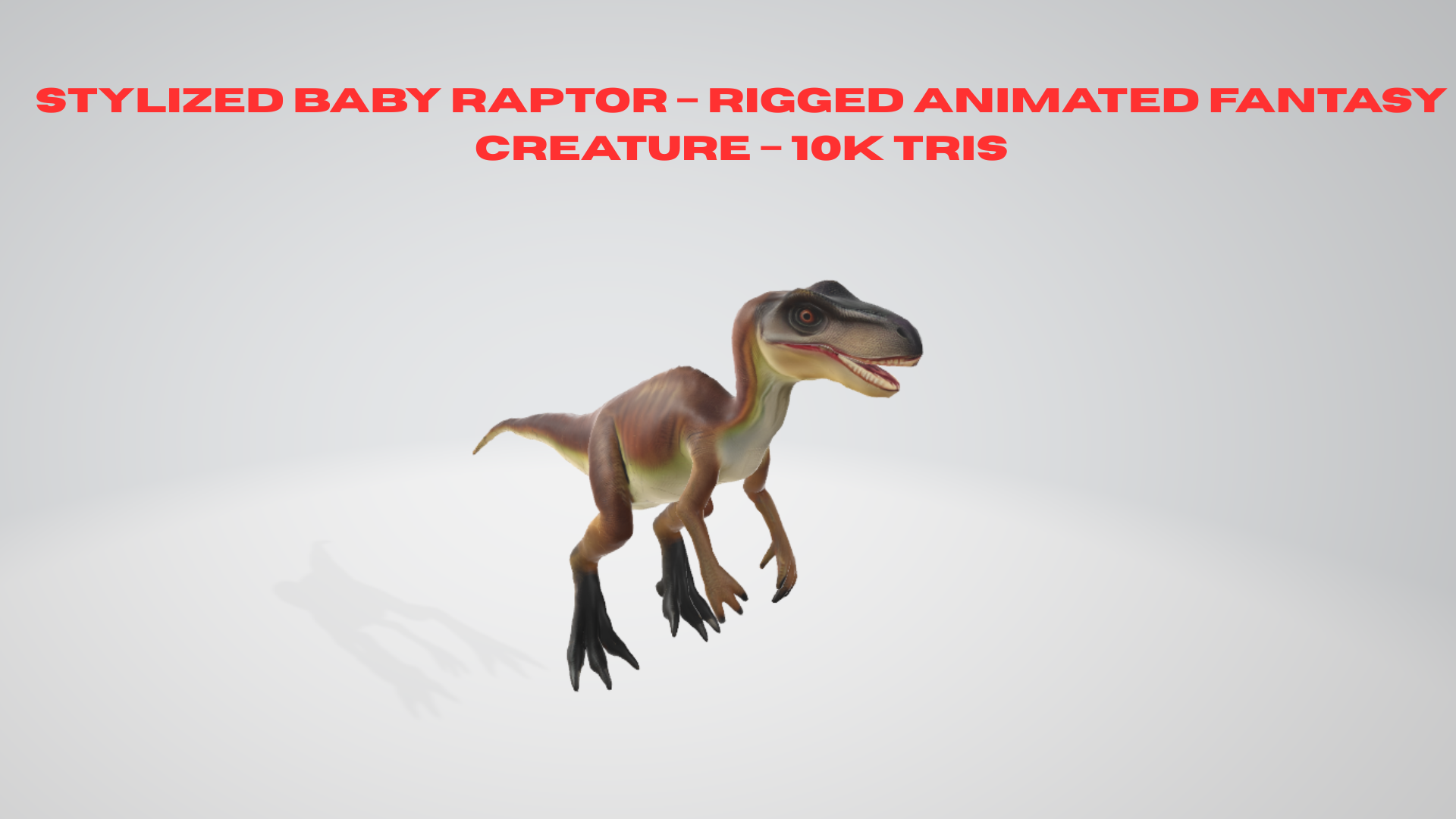 Stylized Baby Raptor – Rigged Animated Fantasy Creature – 10K Tris | Fab