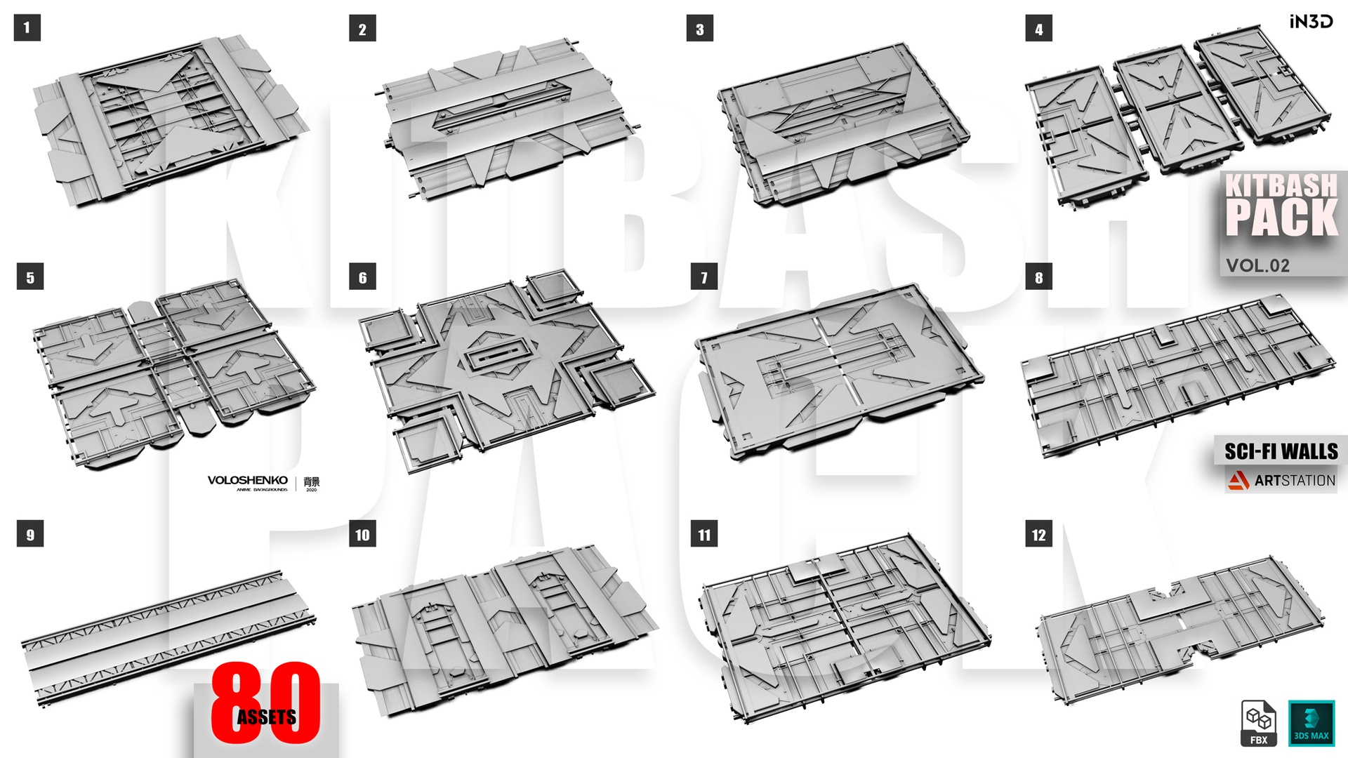 Media 1 for listing Sci-Fi walls Kitbash Pack 80+_Vol.2