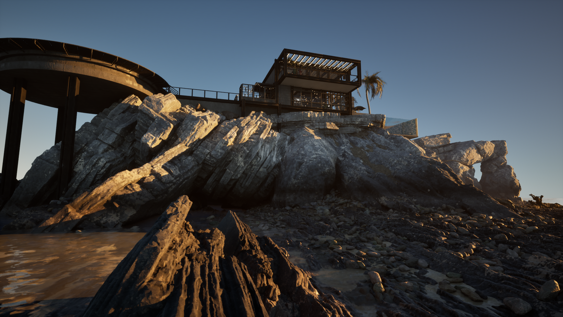 Luxury Islet Estate 01 - Helipad Penthouse - Cliffside Cave | Fab