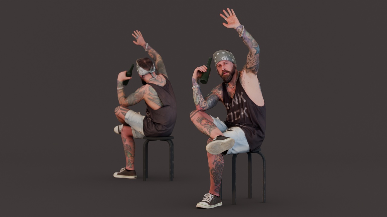 出品Tattooed Man Relaxing with a Drinkのメディア1