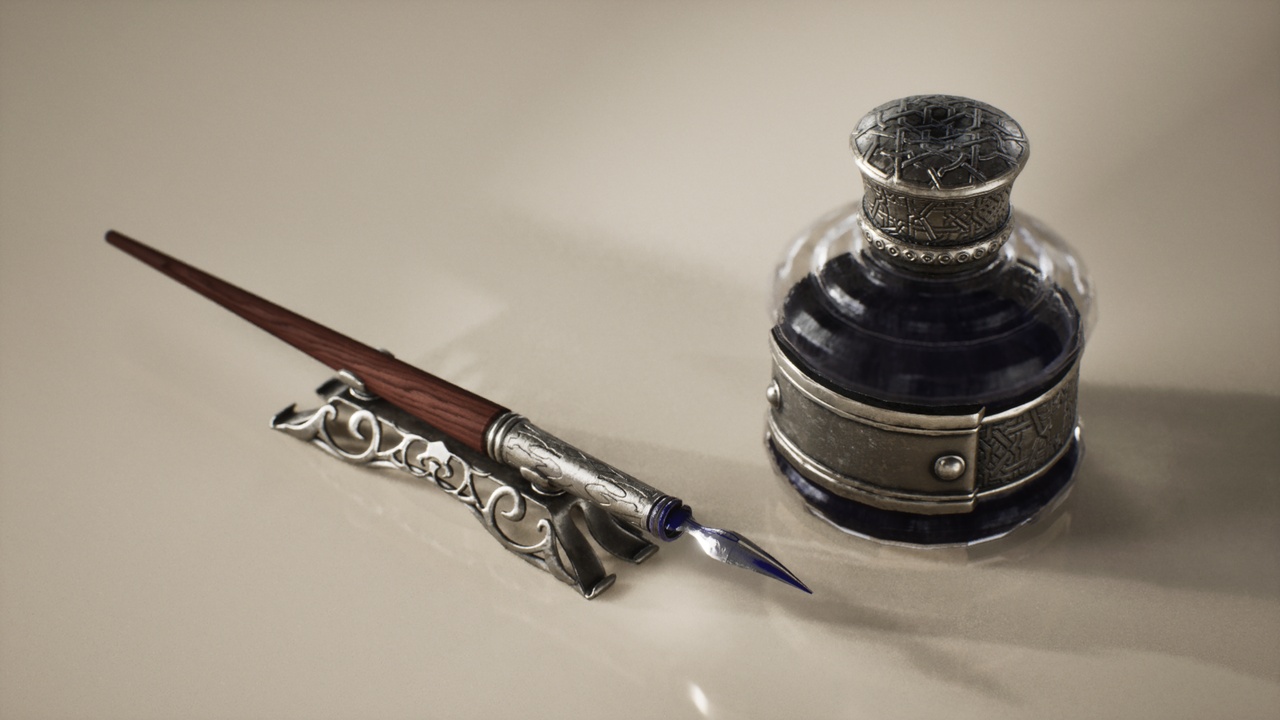 Media 1 for listing Inkwell and Pen - PBR Game Ready