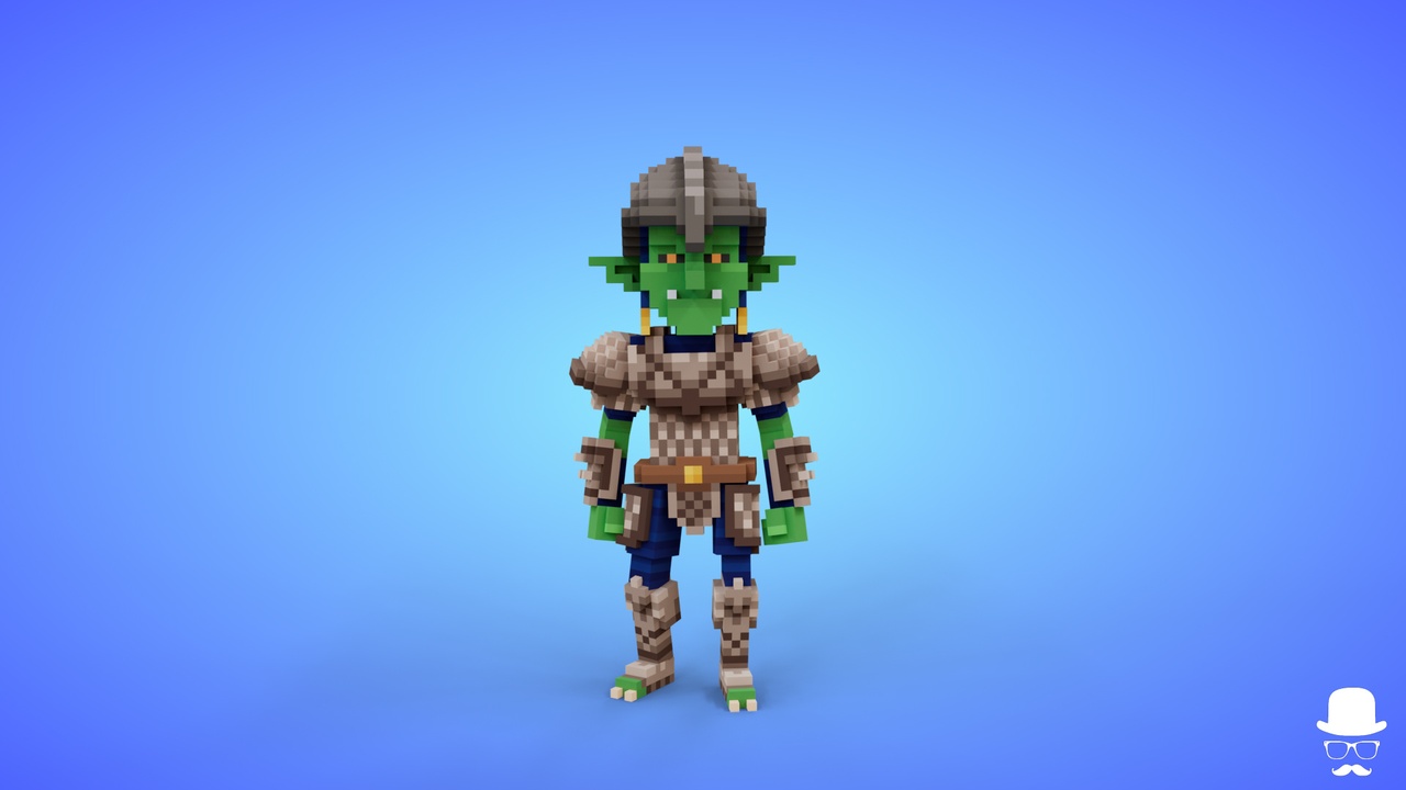 Media 1 for listing Goblin Warrior 3 Voxel Character - 3D Lowpoly Fantasy Creature