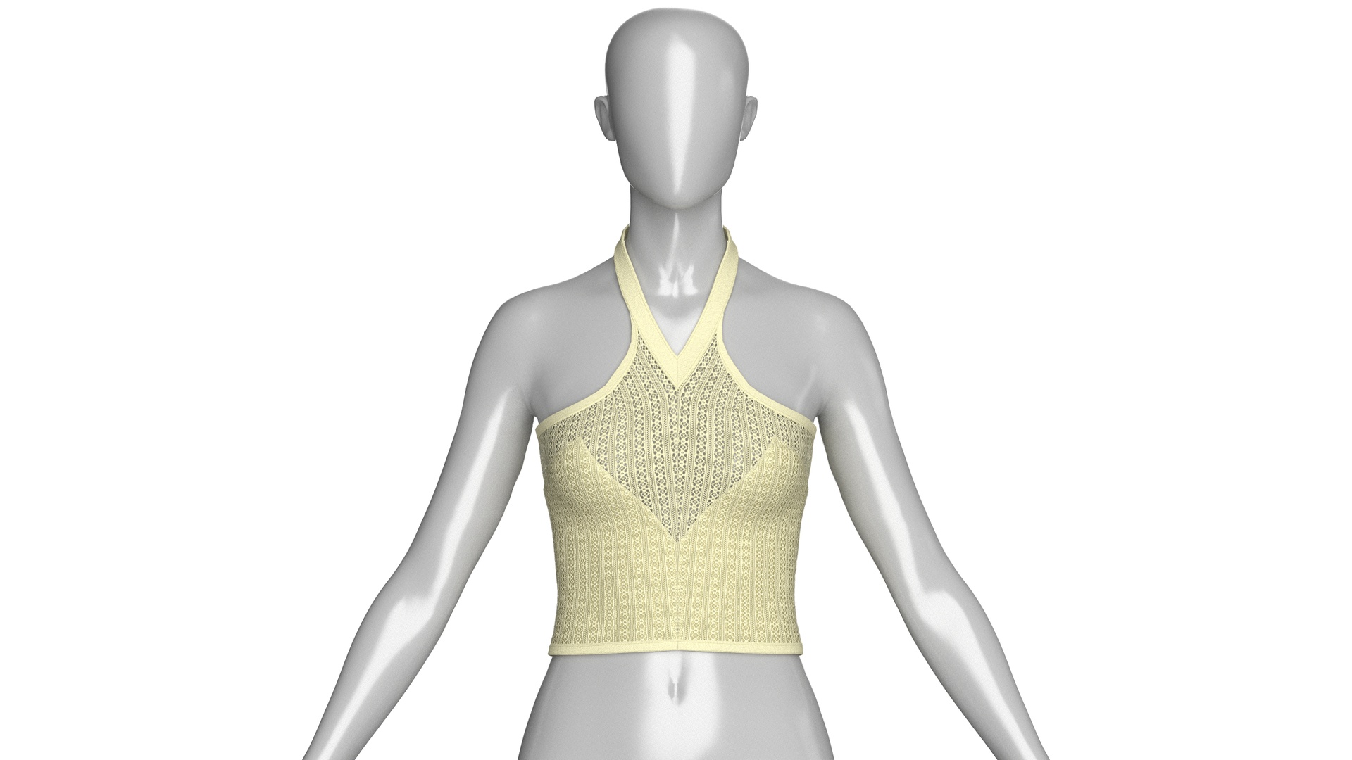 Media 1 for listing Girls Pointelle Knit Halter Crop Top | High Poly