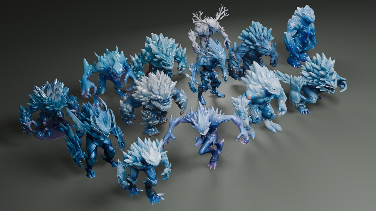 Media 1 for listing Stylized Ice Elementals (LowPoly)🧊