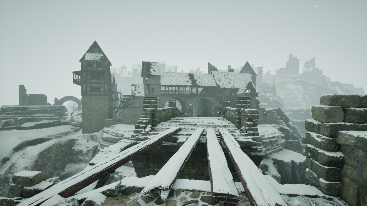 Media 1 for listing Photorealistic Mysterious Snowy Mountain Town Ruins (Modular)