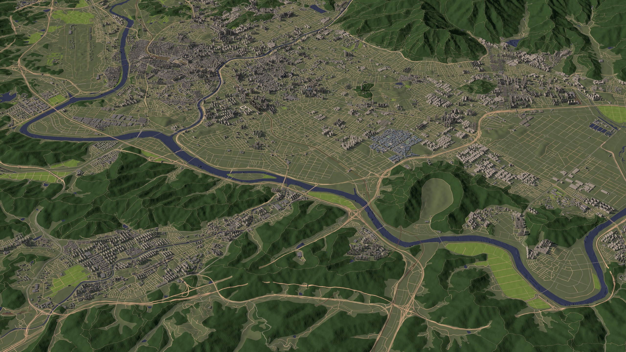Daegu South Korea - city and urban in 25 km. x 25 km. | Fab