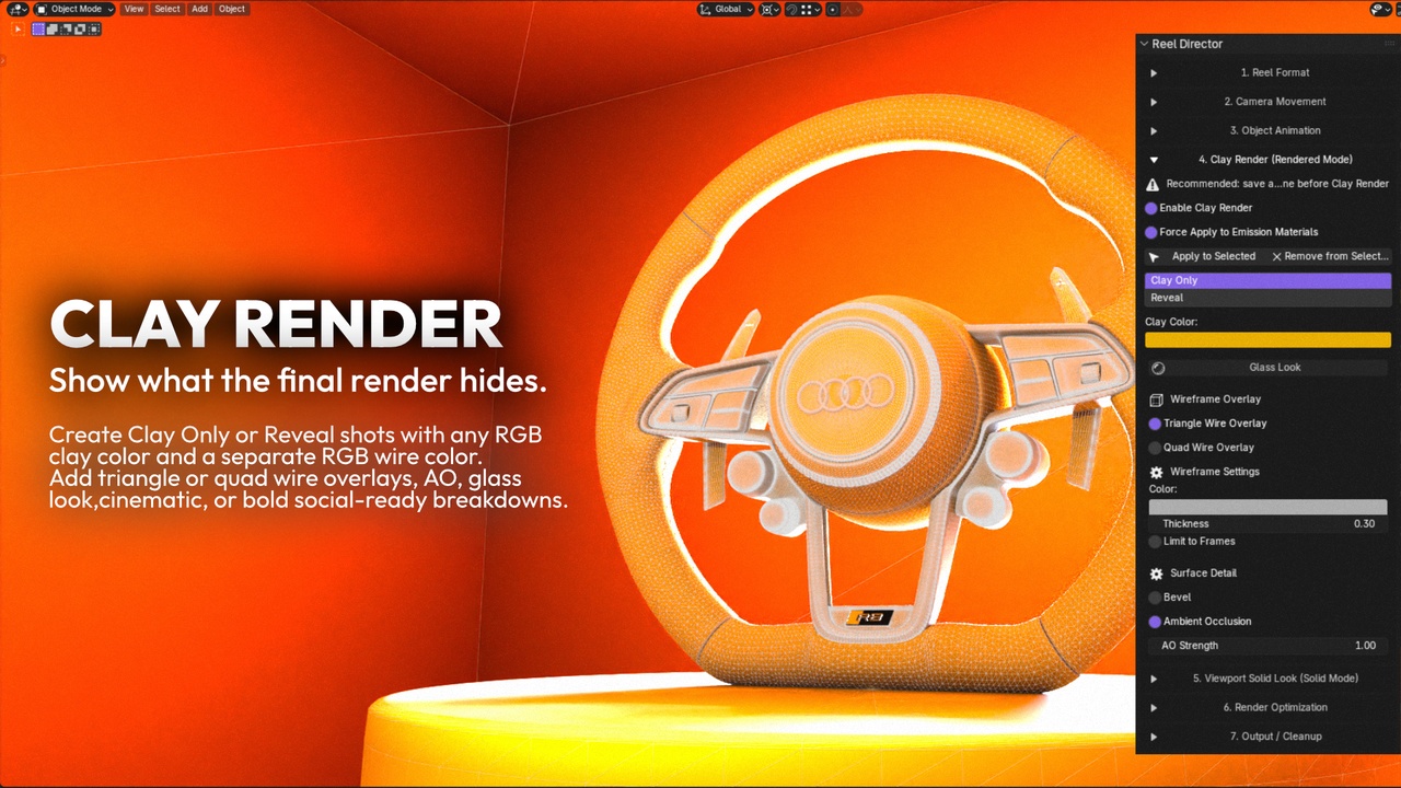 Media 1 for listing 🎞️Reel Director: Turn Blender Scenes Into Instagram, Tiktok & Youtube Shorts