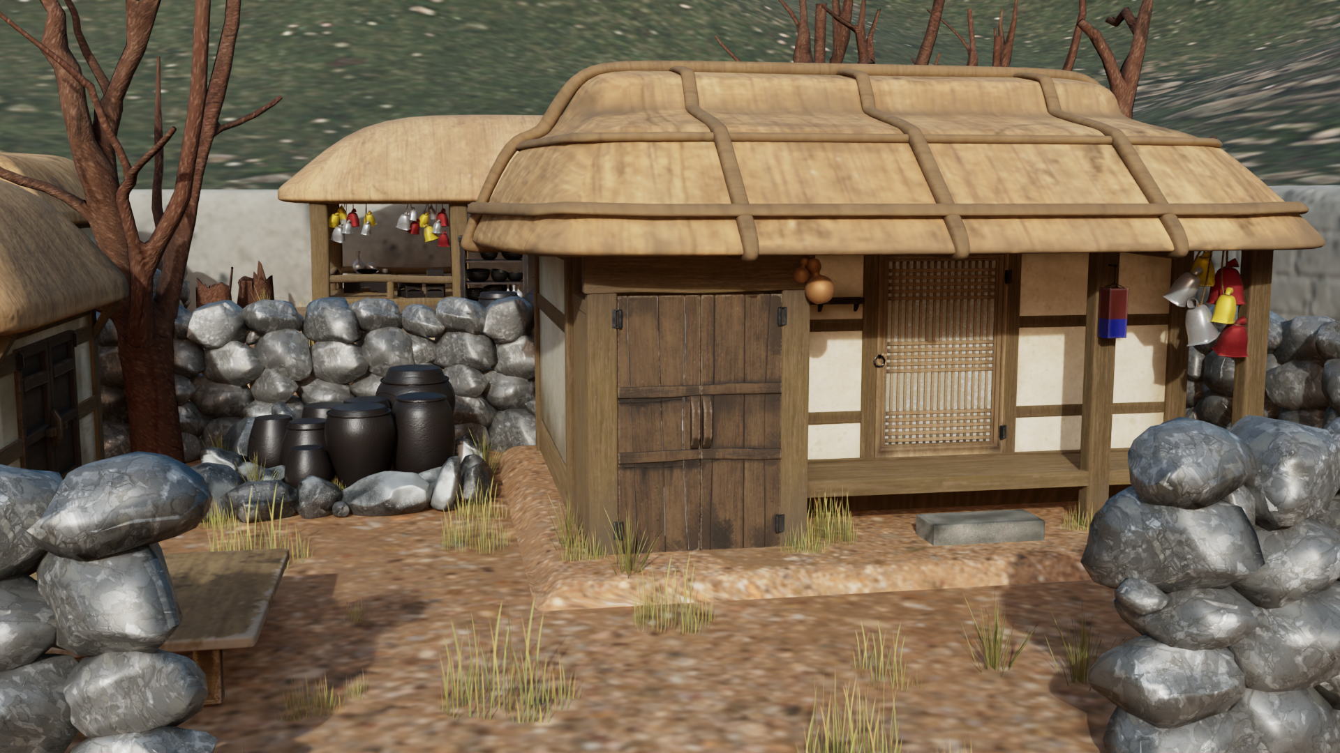 Stylized Korean Traditional House & Village Prop | Fab