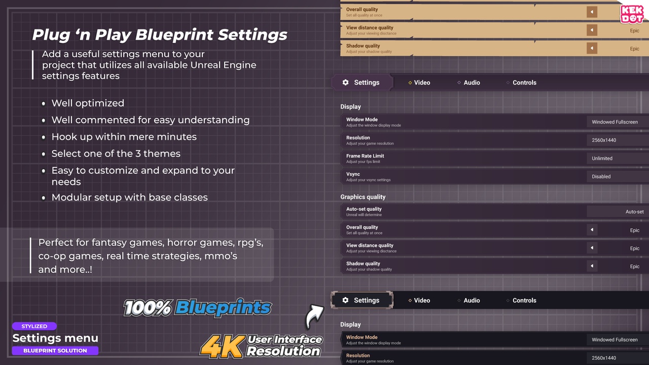 Media 1 for listing Blueprint Settings Menu - Stylized themes - By Kekdot