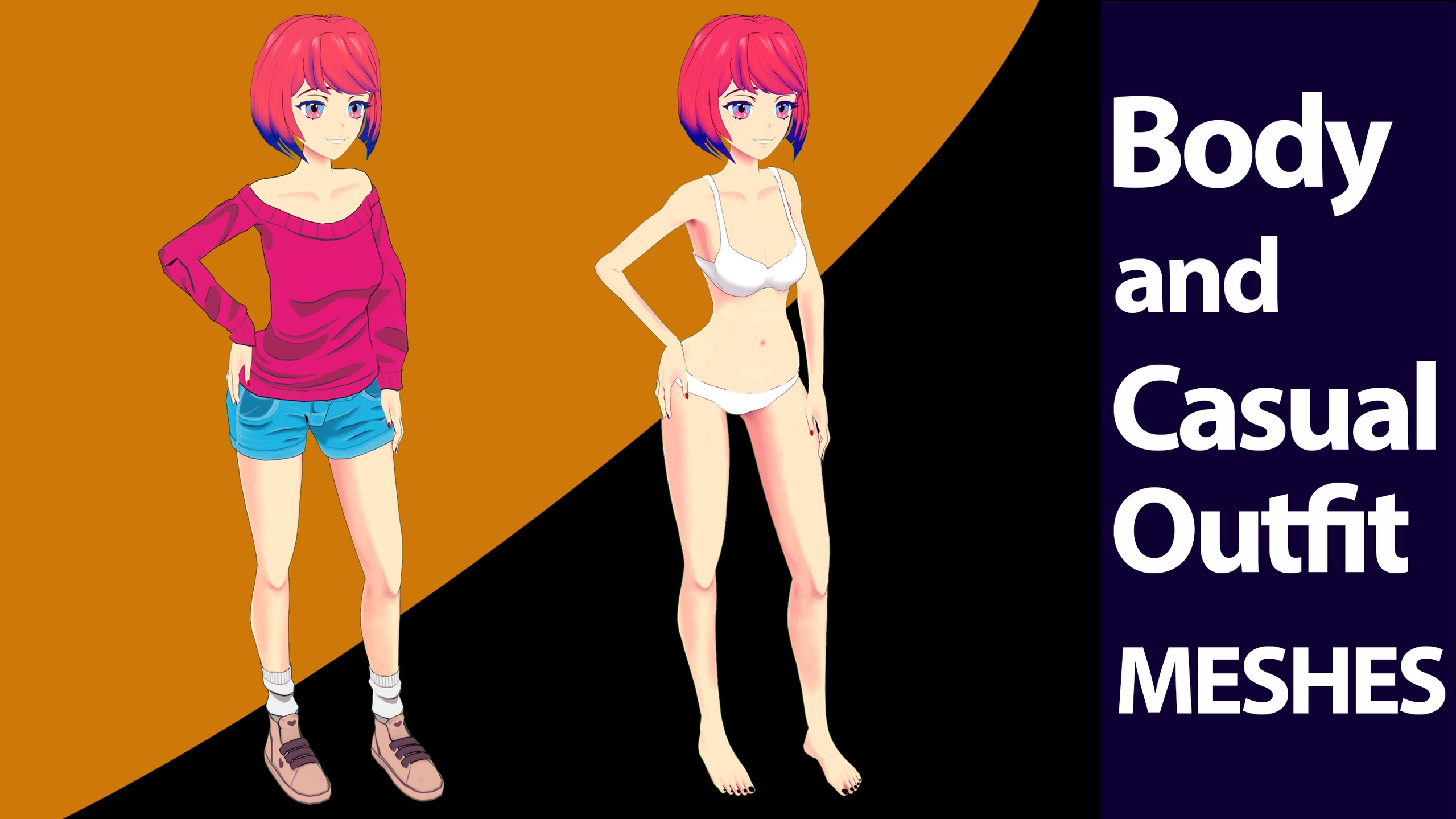 Media 1 for listing Modular Anime Girl | Facial, Outfit & Color Customization via UI