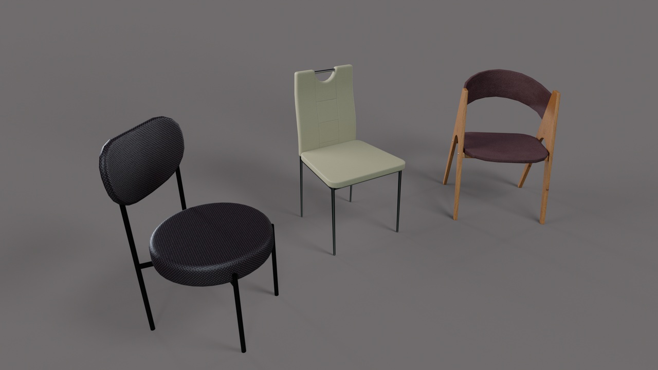 Media 1 for listing Modern Chair Bundle - 3 High-Quality 3D Models low-poly 3d model
