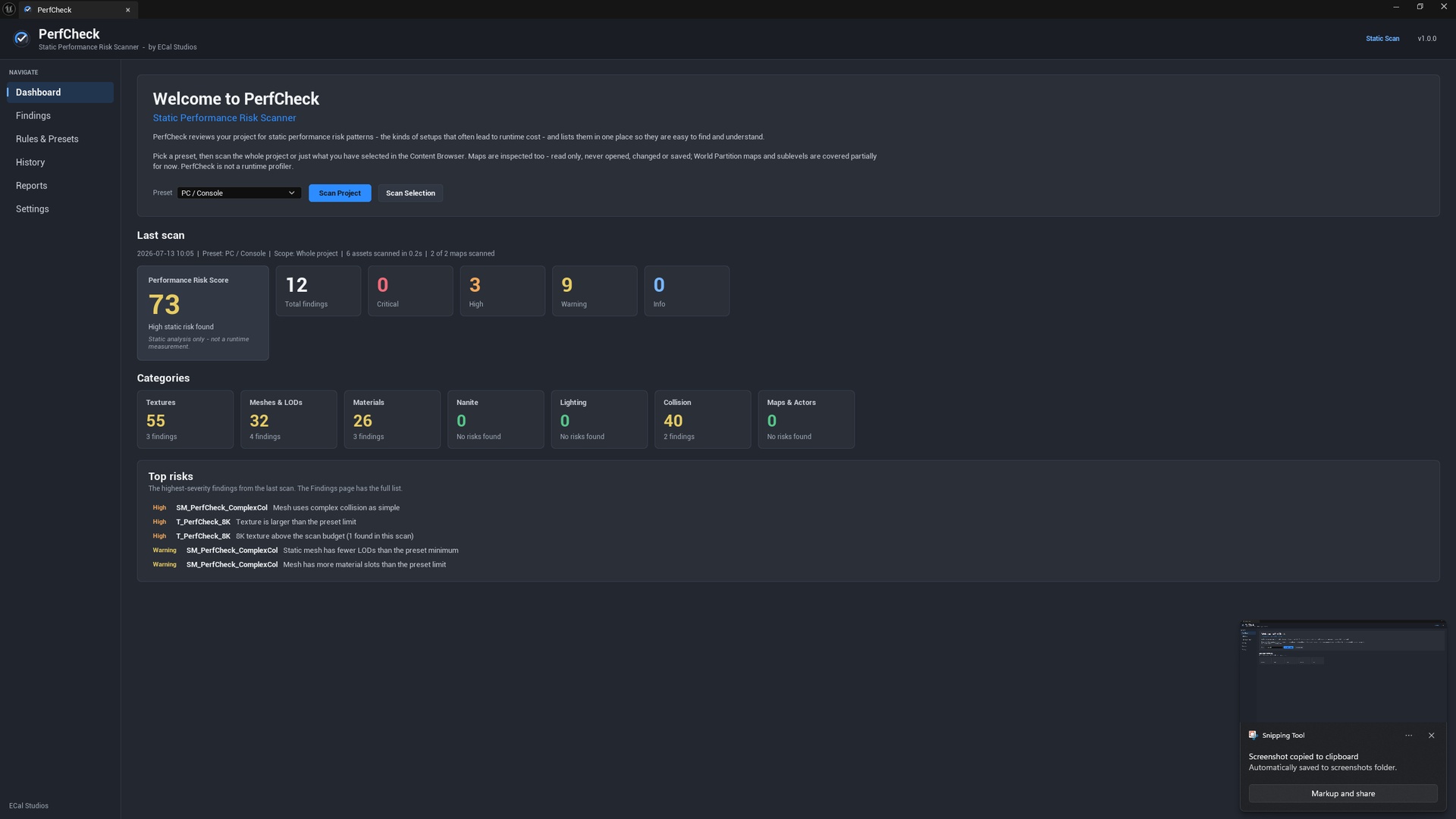 Media 1 for listing PerfCheck - Performance Risk Scanner