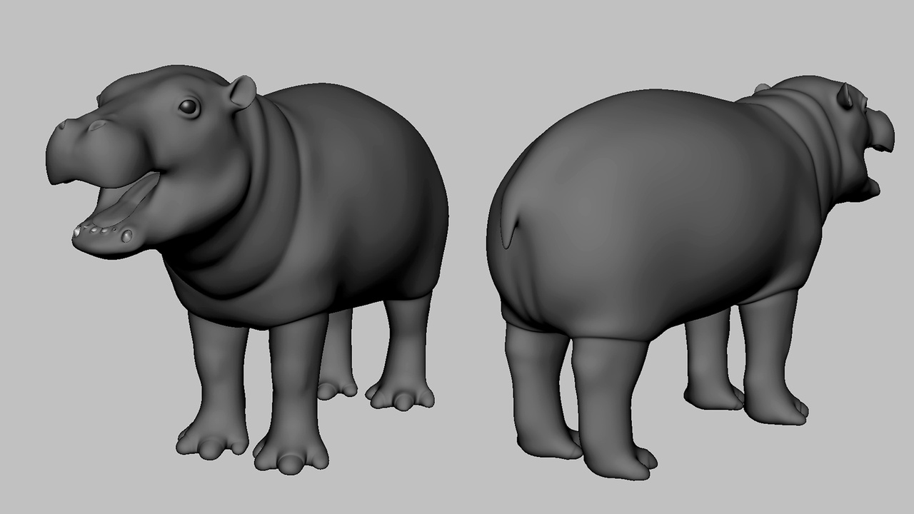 Media 1 for listing Hippo Baby  - Topology + UV Map