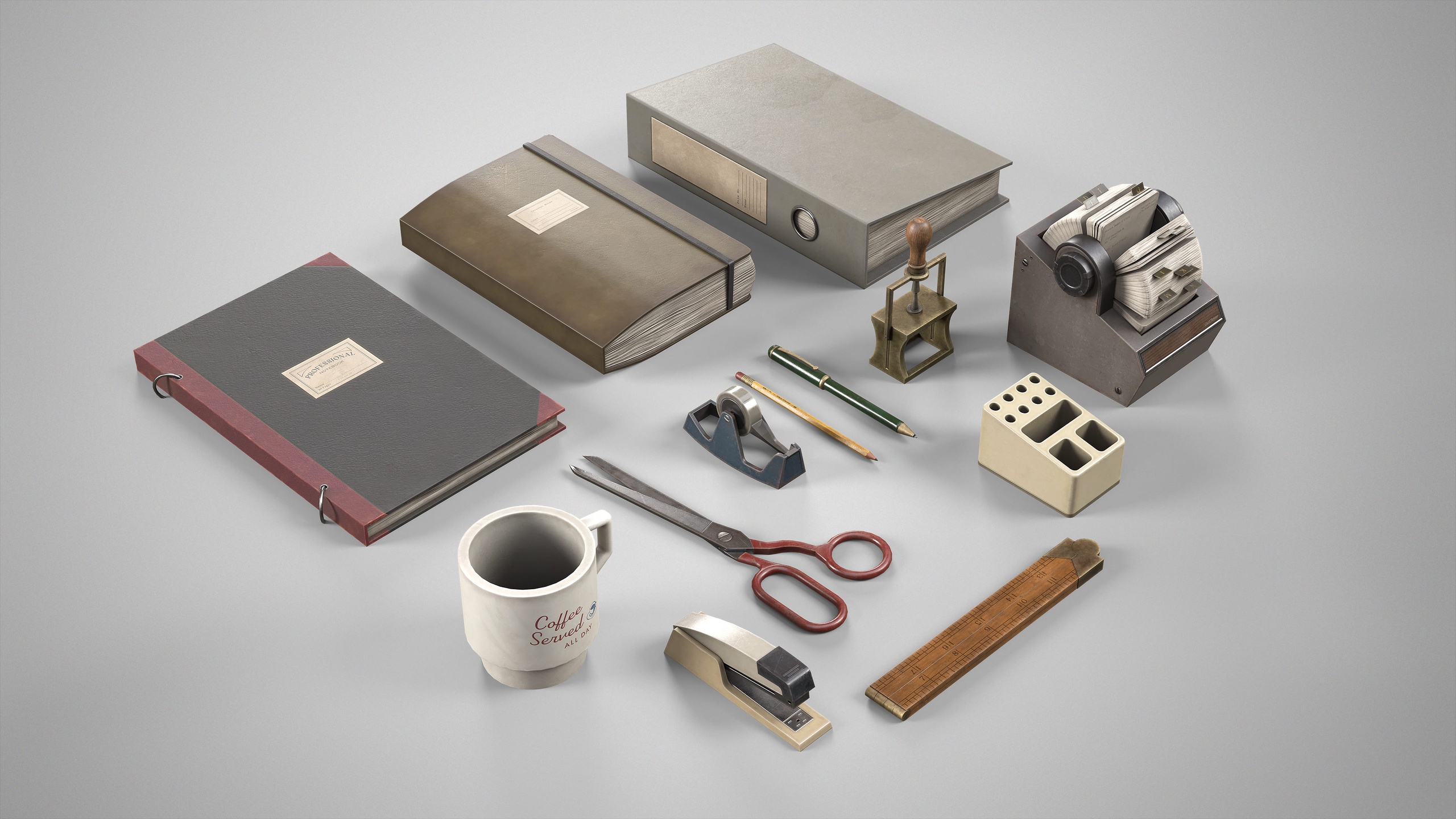 Media 1 for listing Old Office Props Pack - Vintage Office Stationery Collection Low-poly 3D Bundle