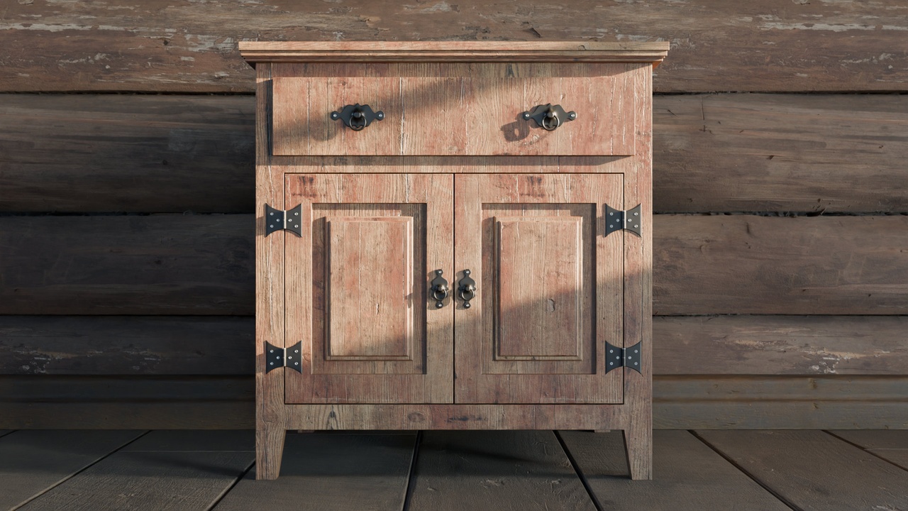 Mídia 1 do anúncio Rustic Cabinet - 2 Doors 1 Drawer Country Furniture - 4K Atlas