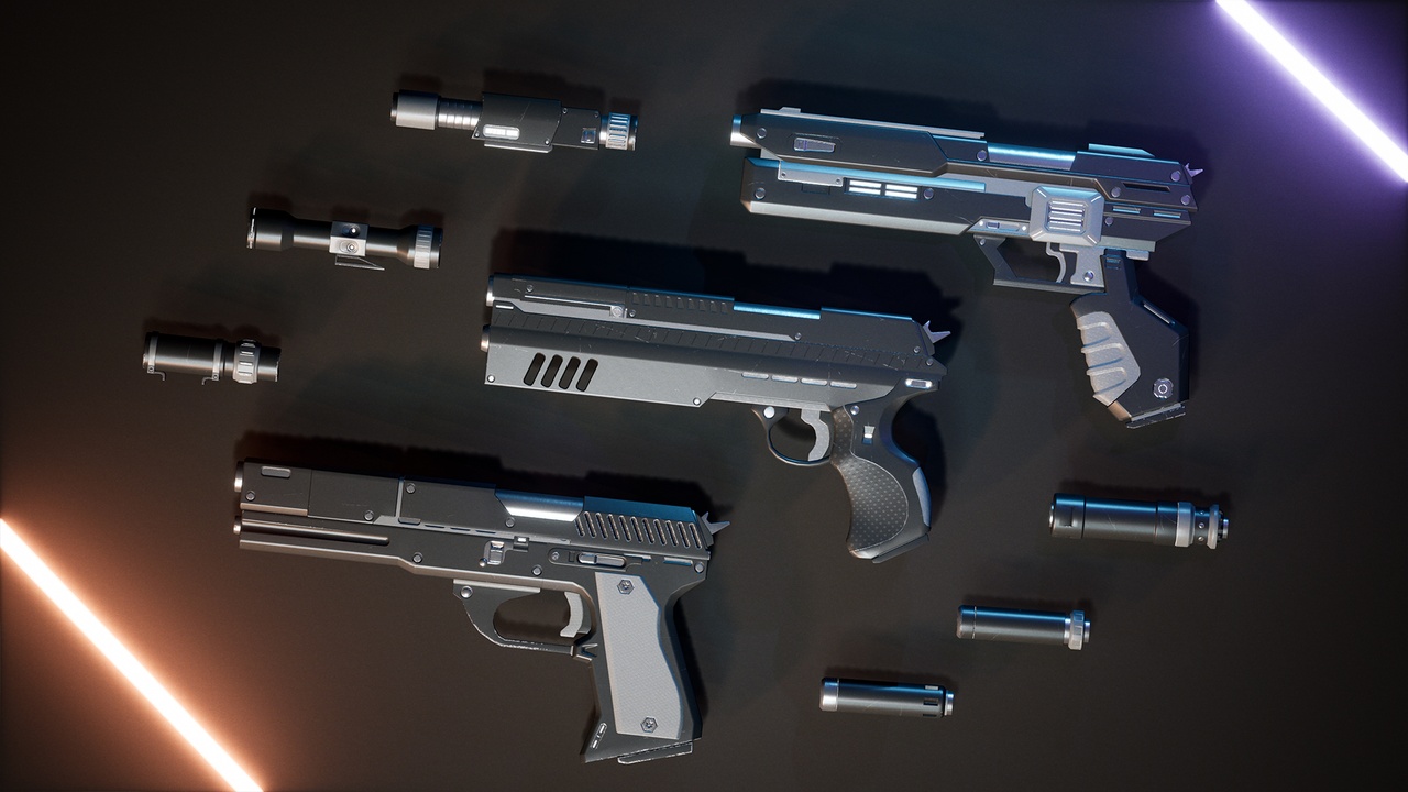 Futuristic Pistols Pack 제품 등록을 위한 미디어 1개
