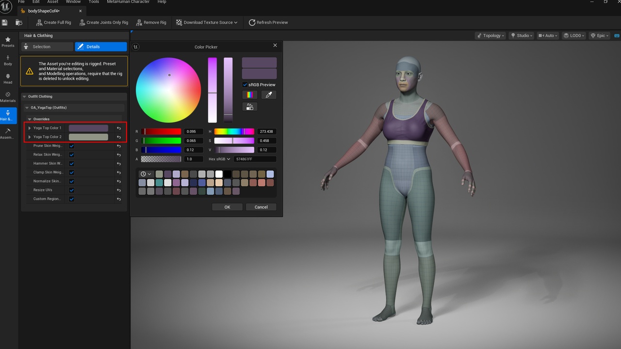Media 1 for listing Yoga Top - Metahuman Yoga Tank Clothes - Parametric Outfit PBR