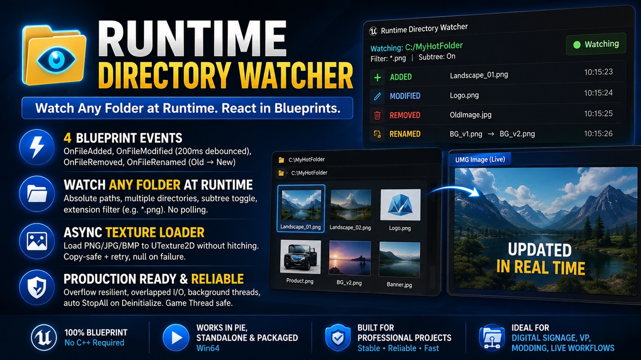 Media 1 for listing Runtime Directory Watcher — Hot-Folder File Events & Async Texture Loader