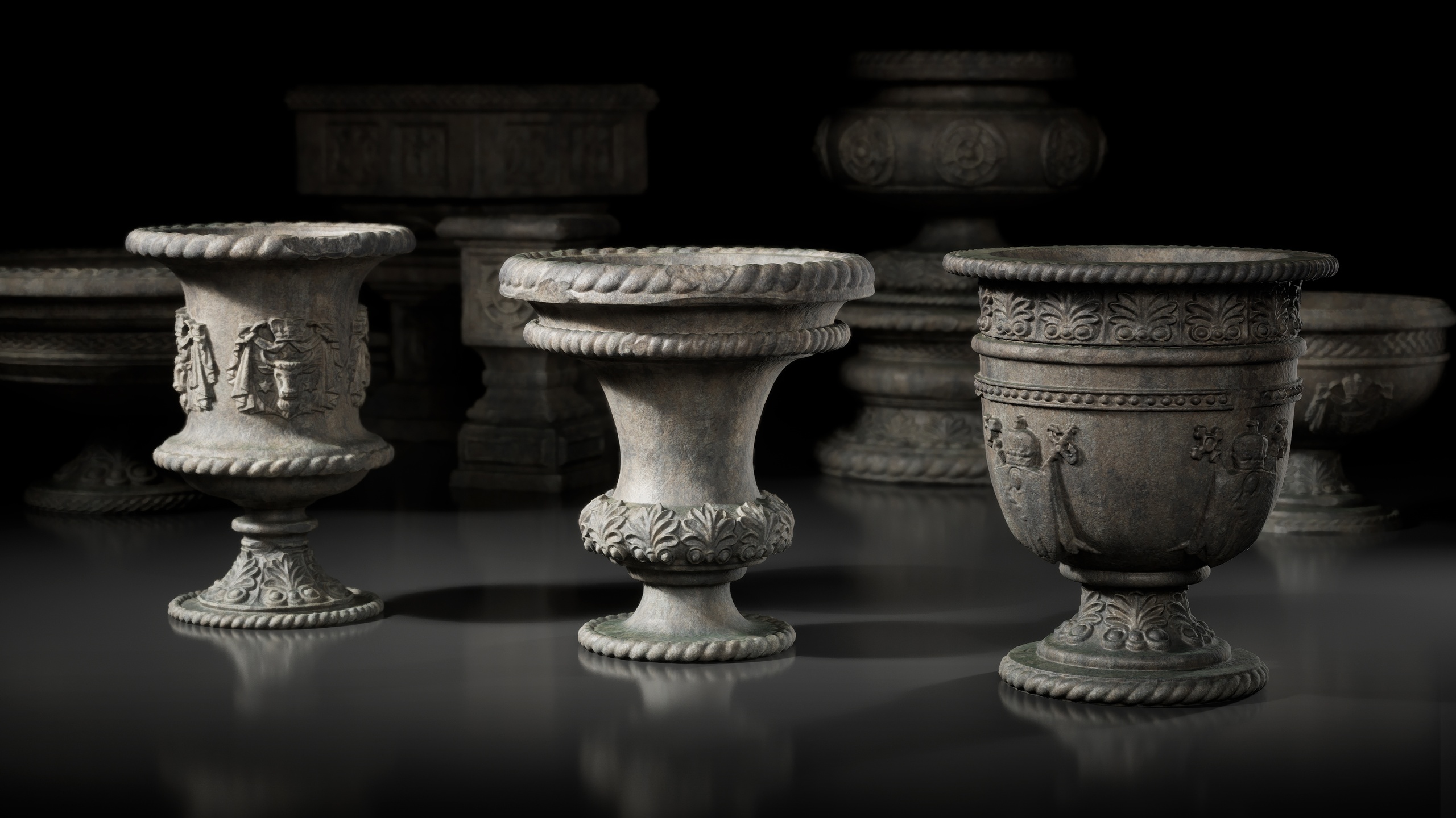 Media 1 for listing Grand Stone Vases – Classical Garden Collection